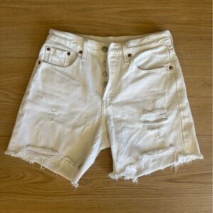 Levi's 501 White Denim Shorts